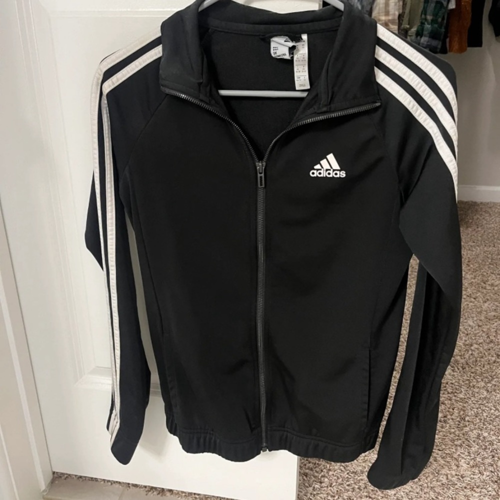 Adidas Black And White Striped Jacket